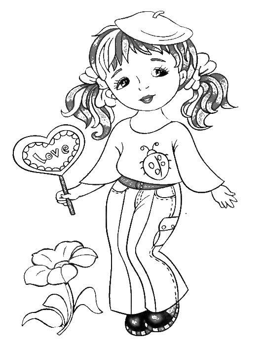 Coloring Girl with candy. Category coloring. Tags:  the girl, candy.
