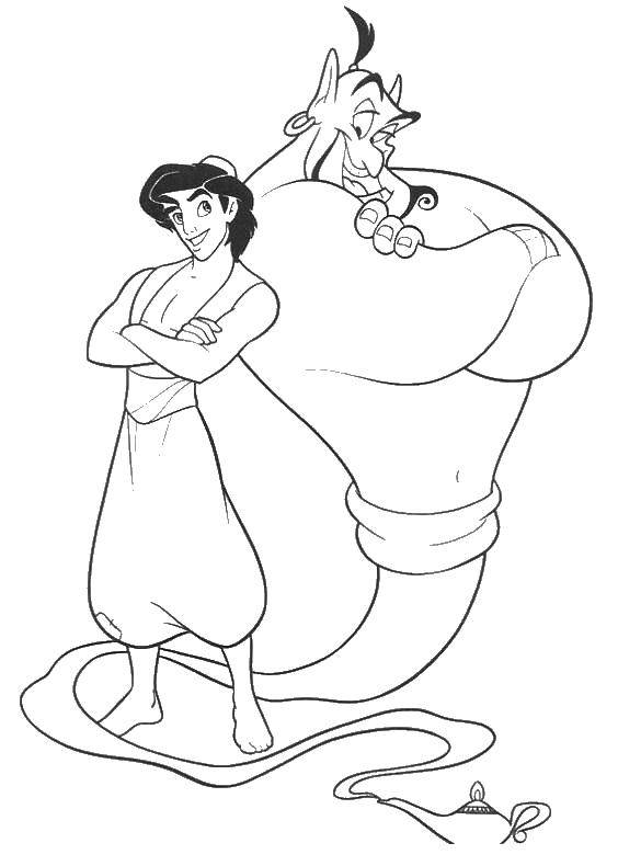 Coloring Jean and Aladdin. Category cartoons. Tags:  Aladdin, Jean.