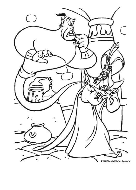 Coloring Genie, and Jafar. Category the carpet plane. Tags:  Genie , Jafar, jug.