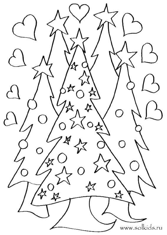 Название: Раскраска Елки. Категория: новогодняя елка. Теги: Рождество, елки, Новый год.