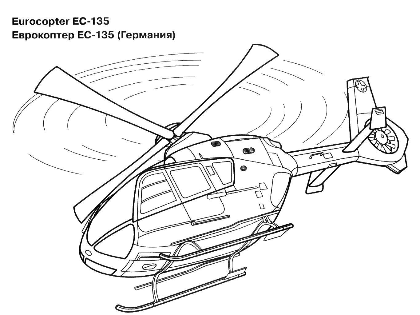 Coloring Eurocopter EC 135. Category Helicopters. Tags:  Eurocopter, helicopter.