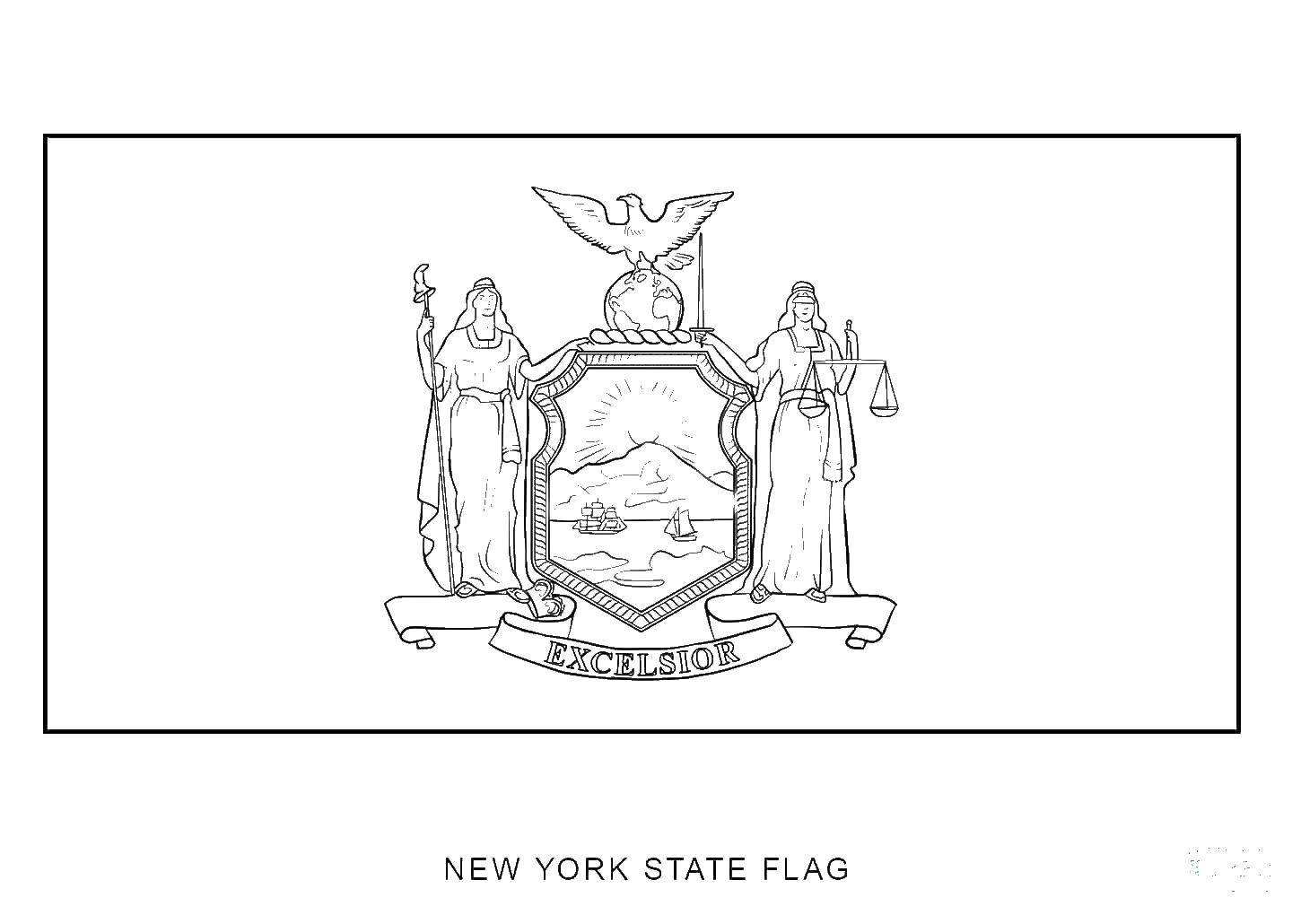 Coloring The flag of the state of new York. Category the statue of liberty . Tags:  new York, flag, state.