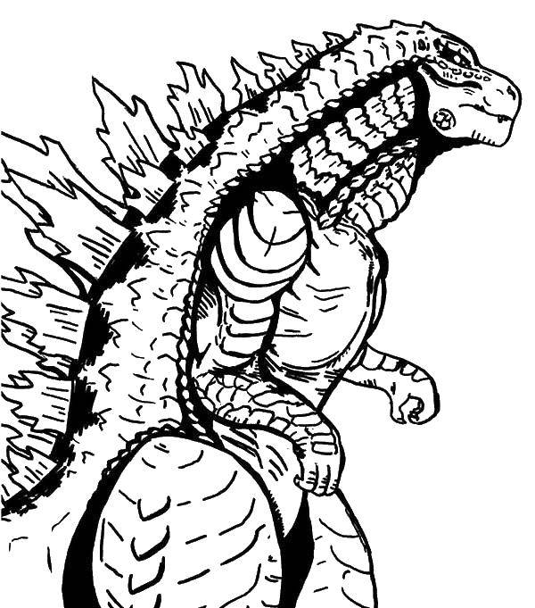 Coloring Godzilla. Category reptiles. Tags:  Reptile, lizard.