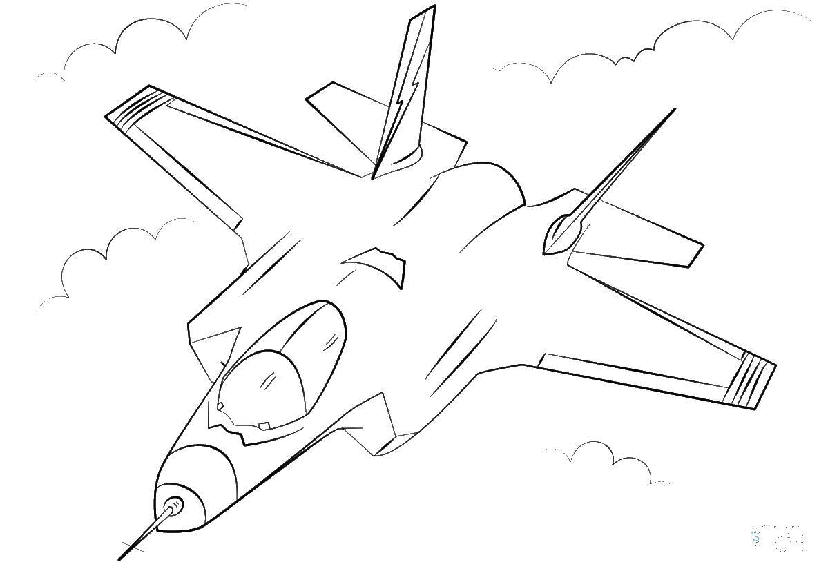 Coloring Fighter soars. Category coloring. Tags:  Aircraft, fighter.