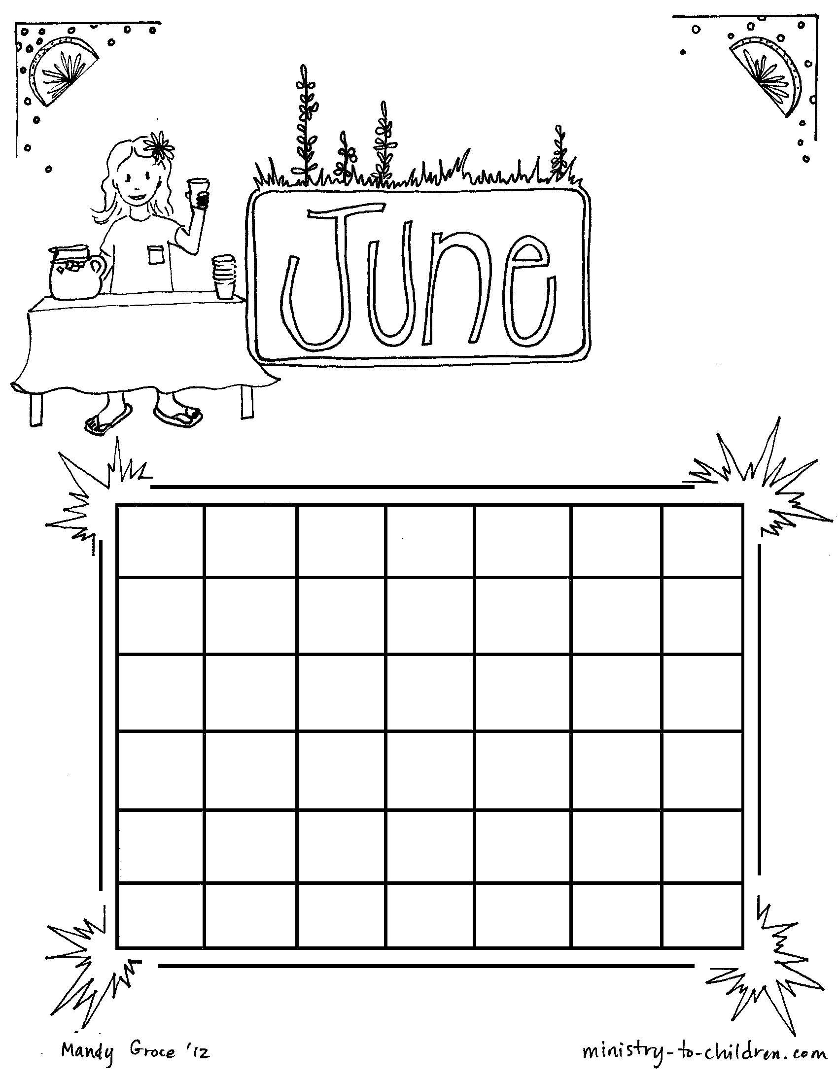 Coloring June. Category Calendar. Tags:  calendar.