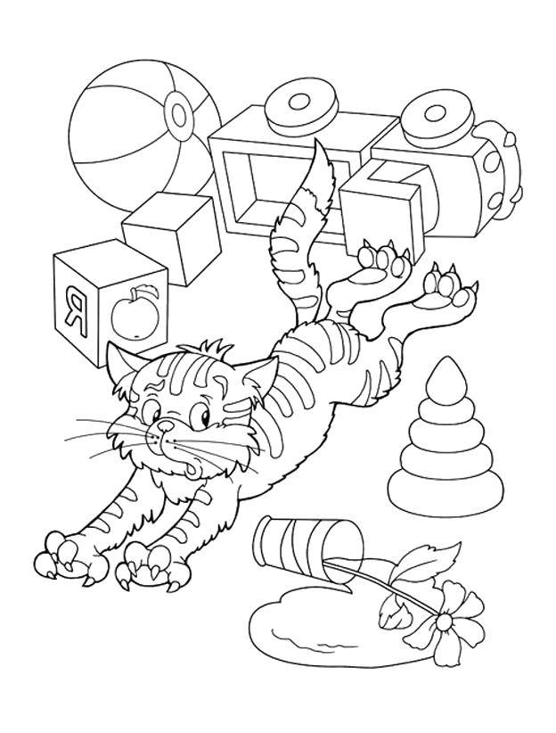 Coloring Cat bully. Category coloring for little ones. Tags:  Animals, kitten.