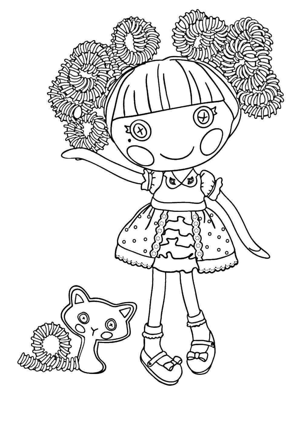 Coloring Doll with cat. Category coloring. Tags:  Doll, fashionista, fashion.