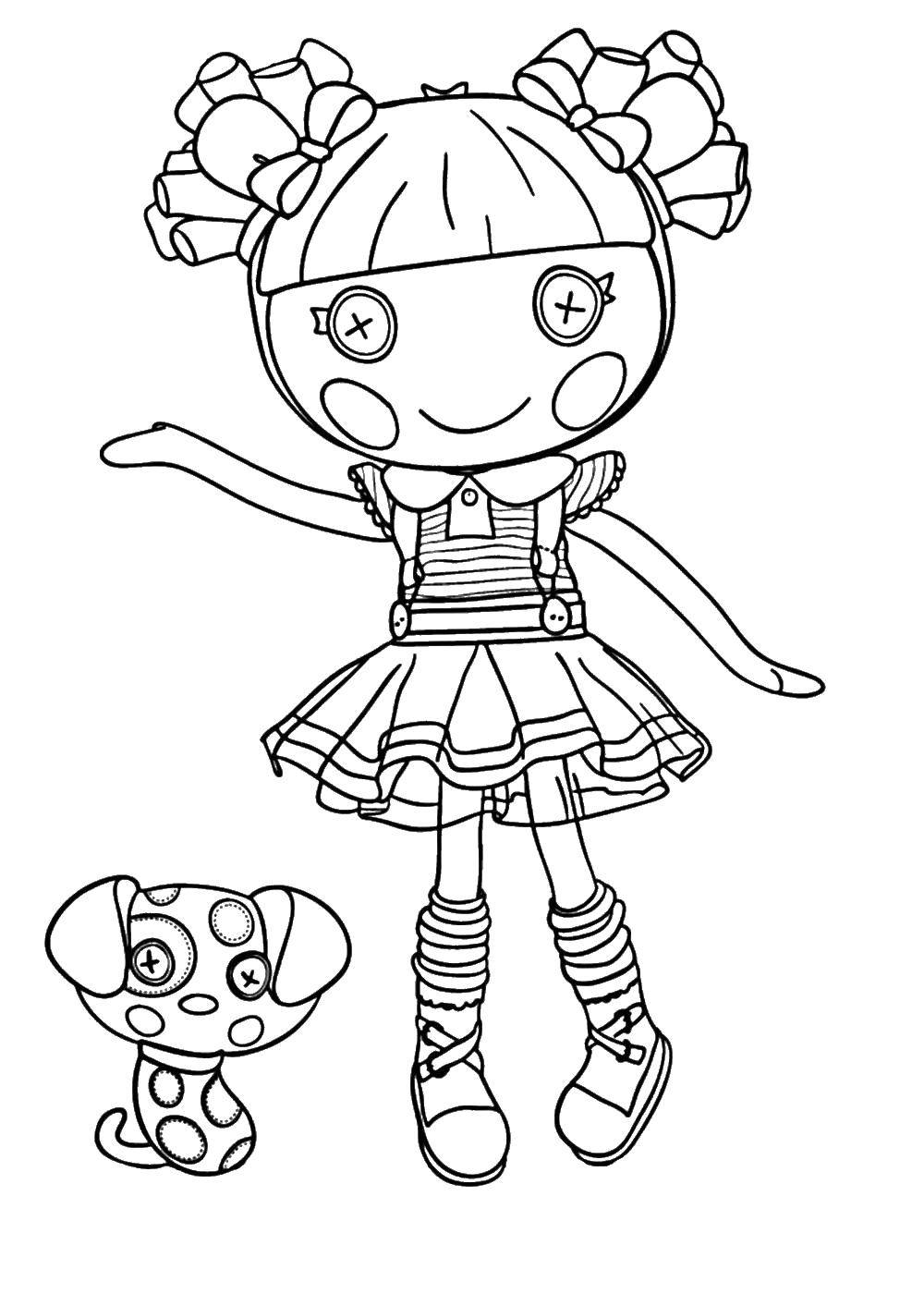 Coloring Doll with pet. Category coloring. Tags:  Doll, fashionista, fashion.