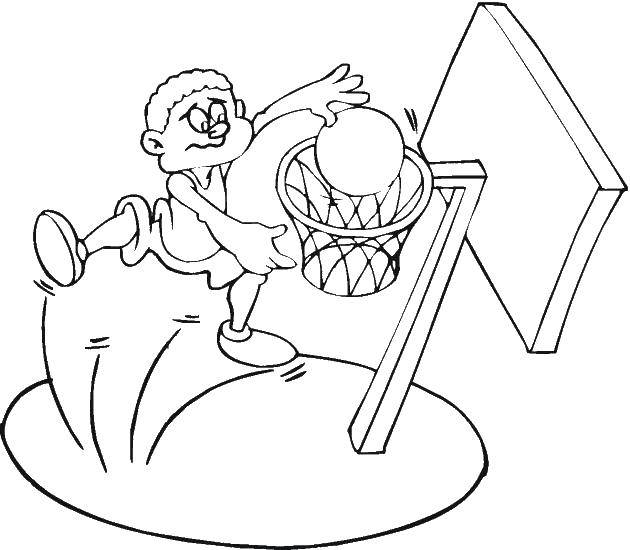 Coloring Boy playing basketball. Category basketball. Tags:  basketball, ball, basketball player.
