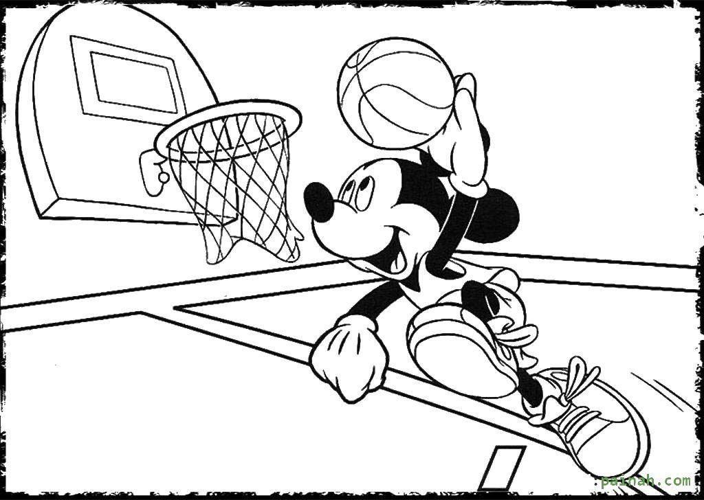 Название: Раскраска Микки маус играет в баскетбол. Категория: микки маус. Теги: Микки Маус, Миссис Маус, баскетбол.