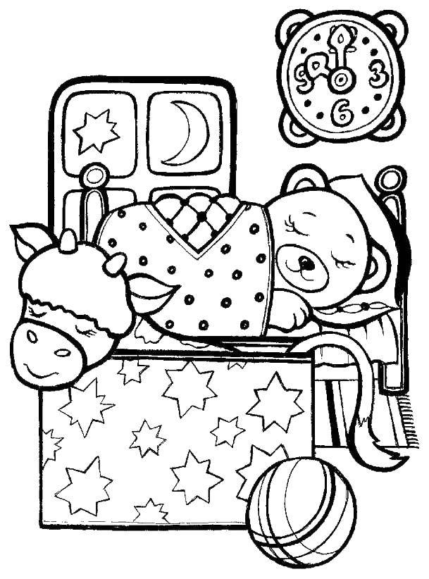 Coloring The bear and the cow are sleeping. Category little ones. Tags:  kids, bear, cow.