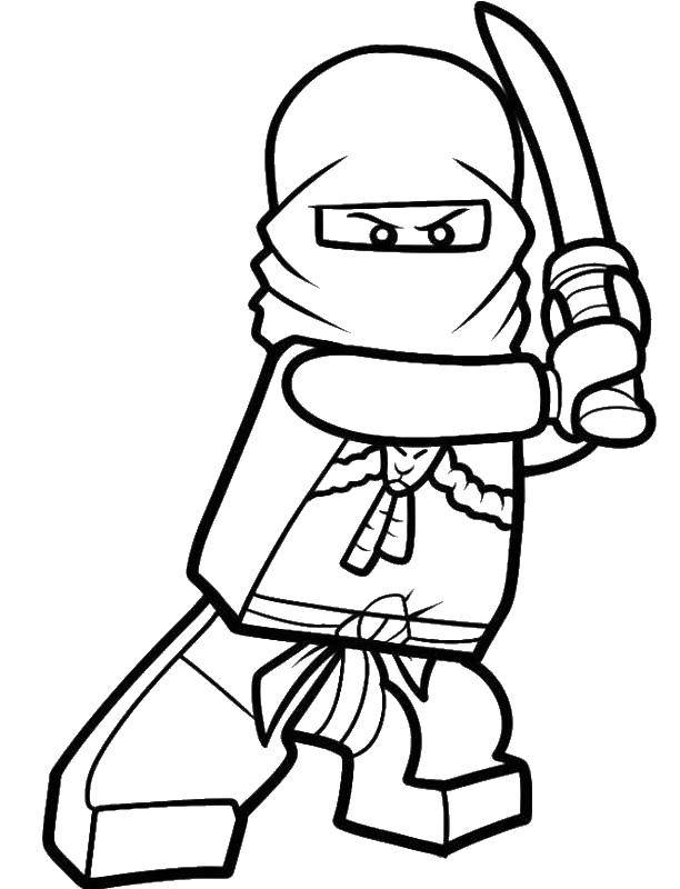 Название: Раскраска Ниндзя со своим мечом. Категория: ниндзя. Теги: Ниндзя, конструктор, Лего.