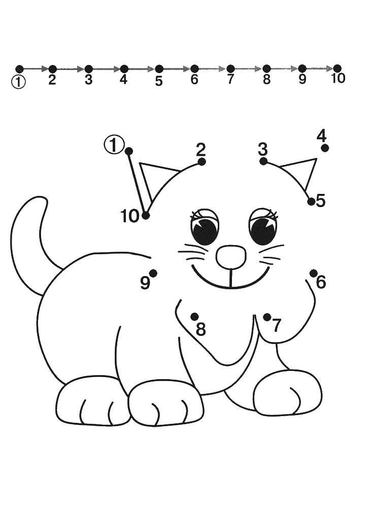 Название: Раскраска Обведи по точкам кошку. Категория: раскраски. Теги: обведи по точкам , кошки.