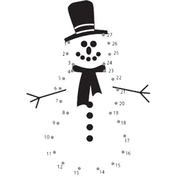 Coloring Circle the dots snowman. Category coloring. Tags:  circle dots, snowman.