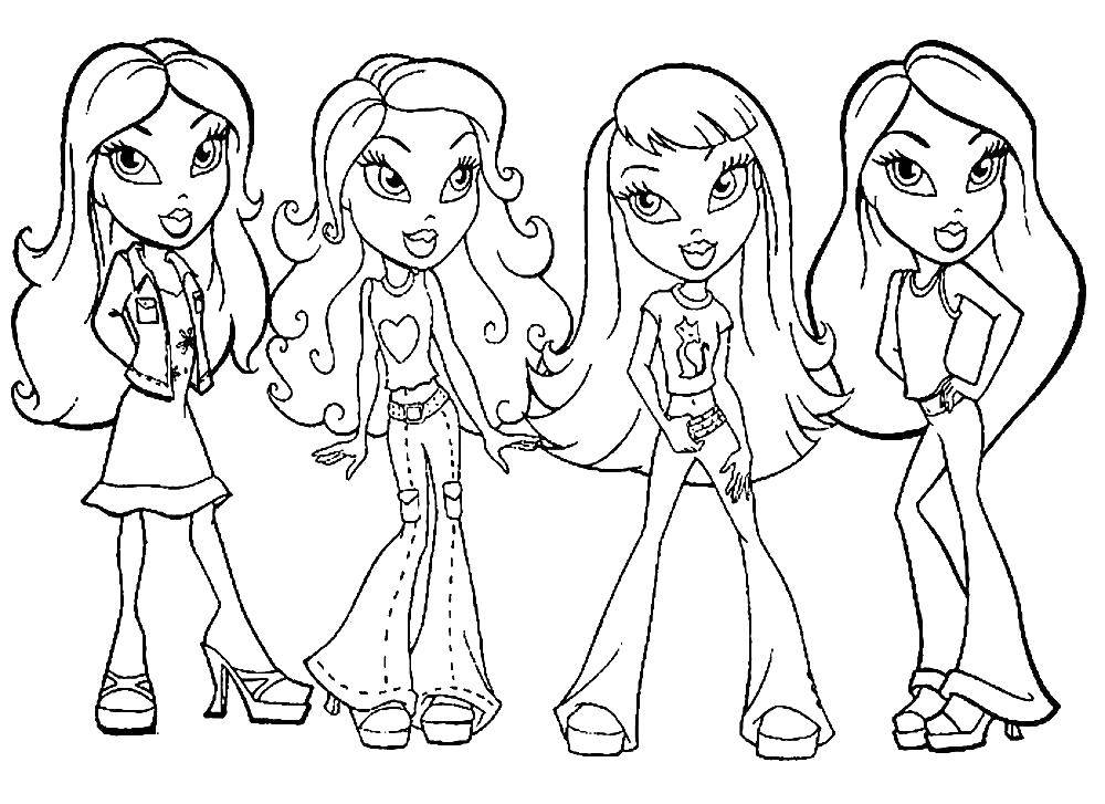 Coloring Girlfriends Bratz. Category coloring. Tags:  Doll, Bratz .