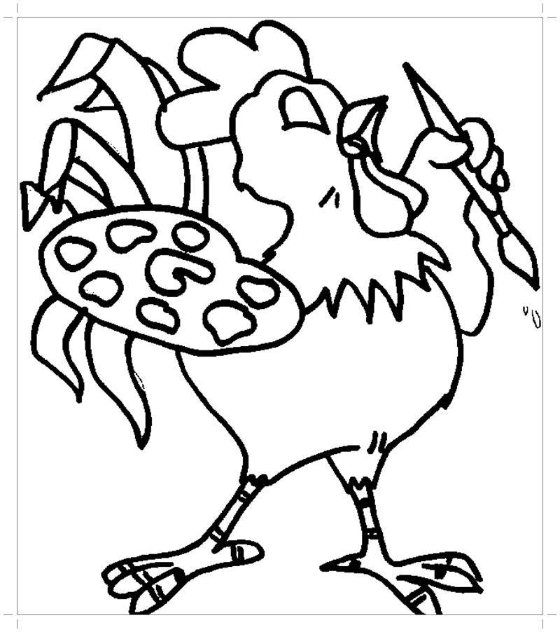 Название: Раскраска Рисунок петуха художника. Категория: домашние животные. Теги: Петух.