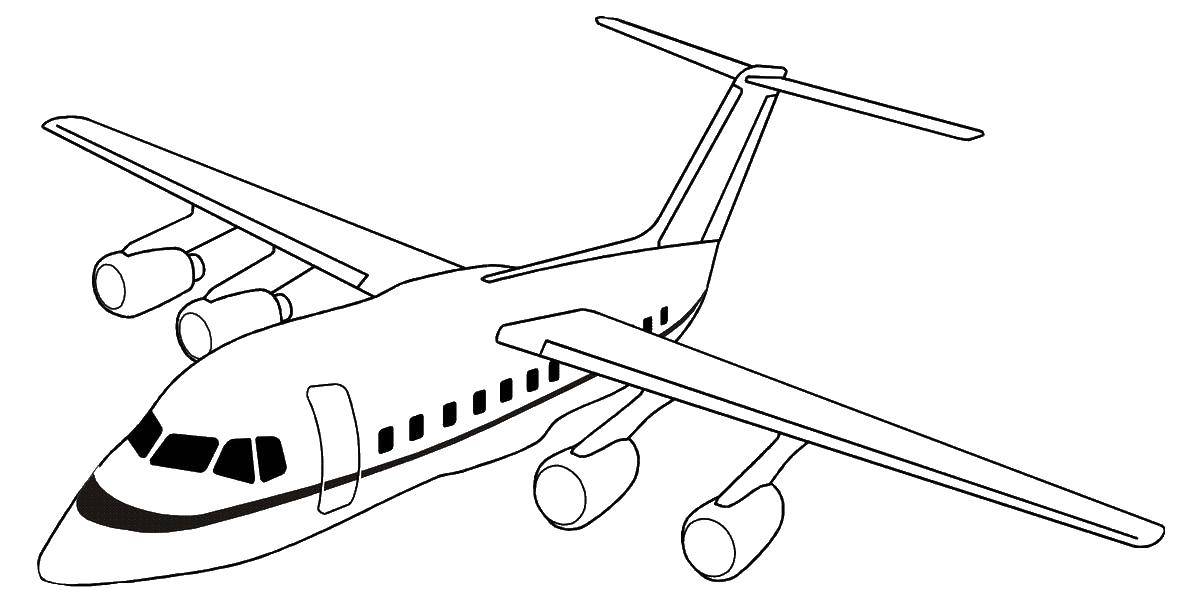 Название: Раскраска Самолёт спокойно летит. Категория: раскраски. Теги: Самолёт.