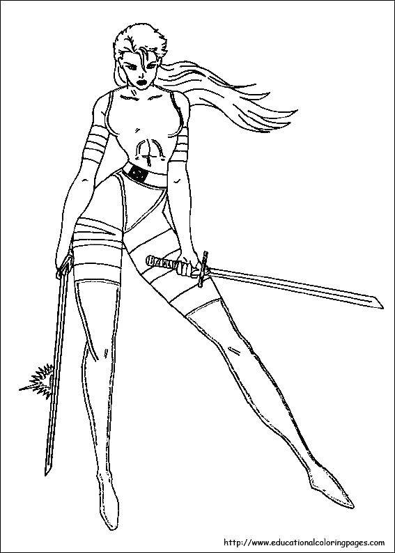 Coloring Of superwoman with swords. Category X-men. Tags:  x-men, swords.