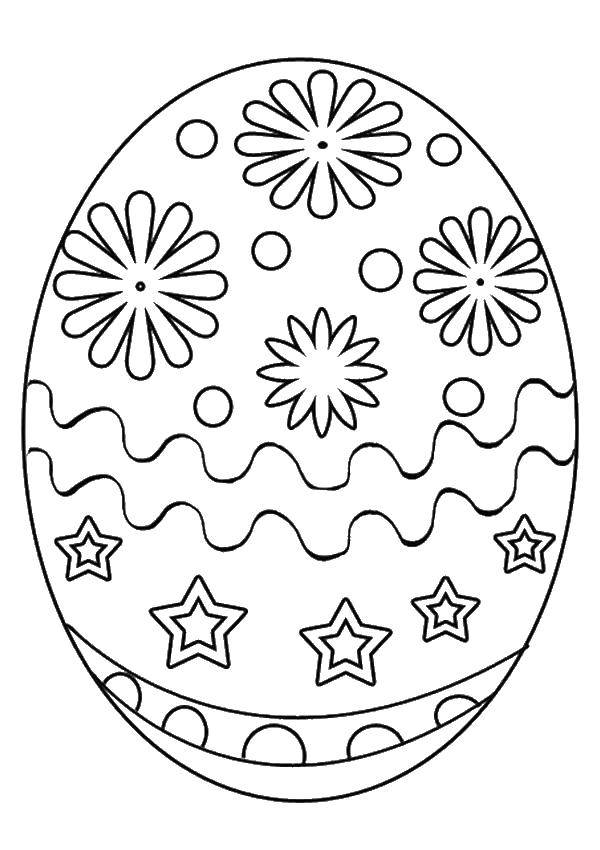 Название: Раскраска Цветочки и звездочки на яйце. Категория: Узоры для раскрашивания яиц. Теги: узоры, яйца, звездочки.