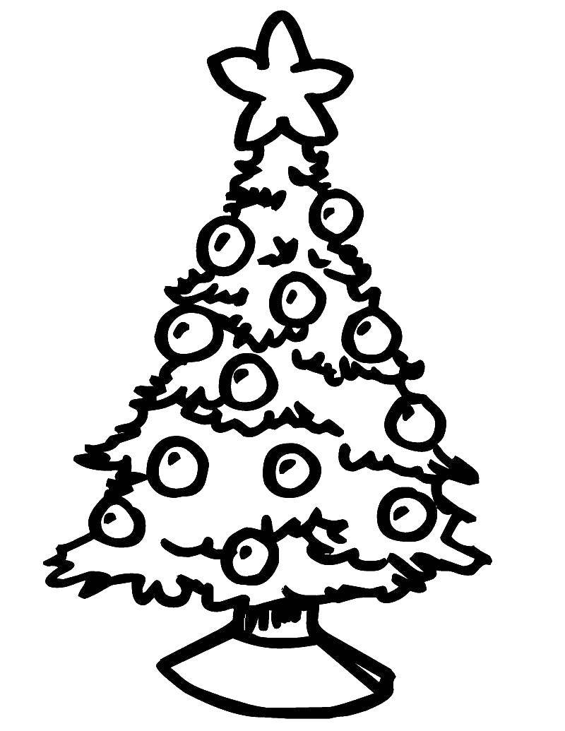 Название: Раскраска Украшенная елочка. Категория: новогодняя елка. Теги: Рождество, елка, Новый год.