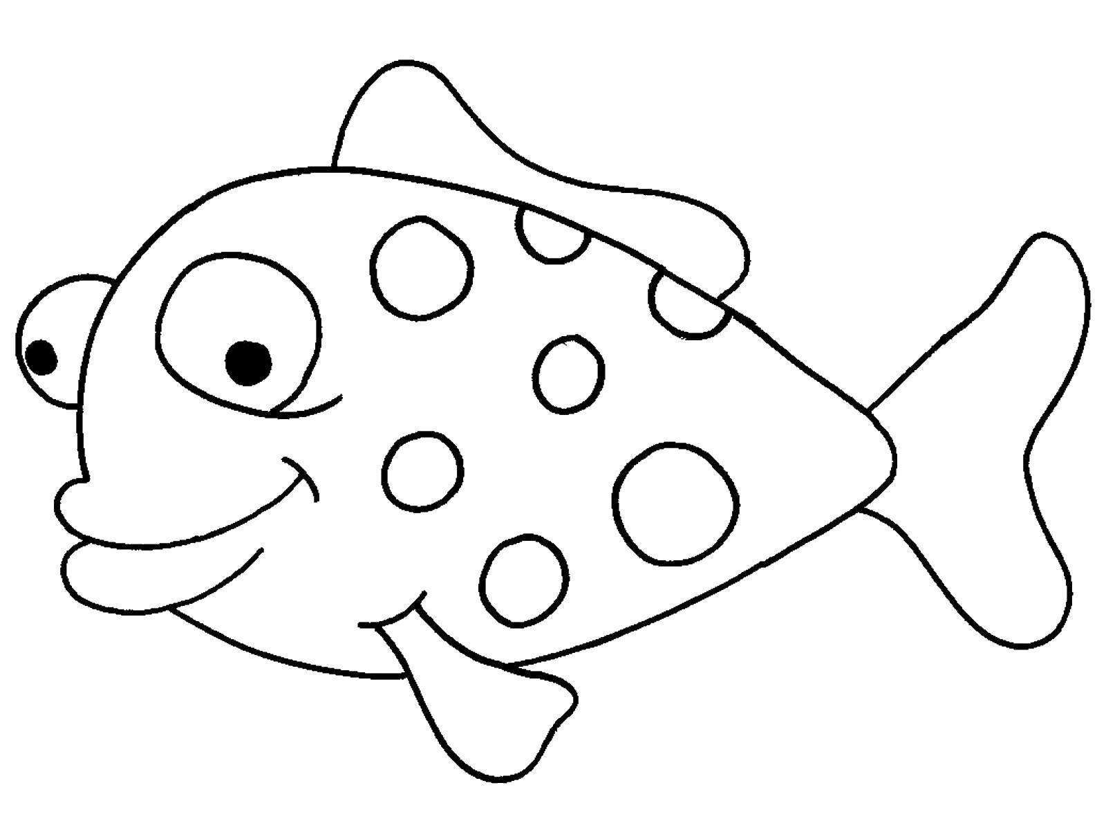 Название: Раскраска Улыбающаяся рыбка. Категория: рыбы. Теги: морские жители, море, рыбы, вода.