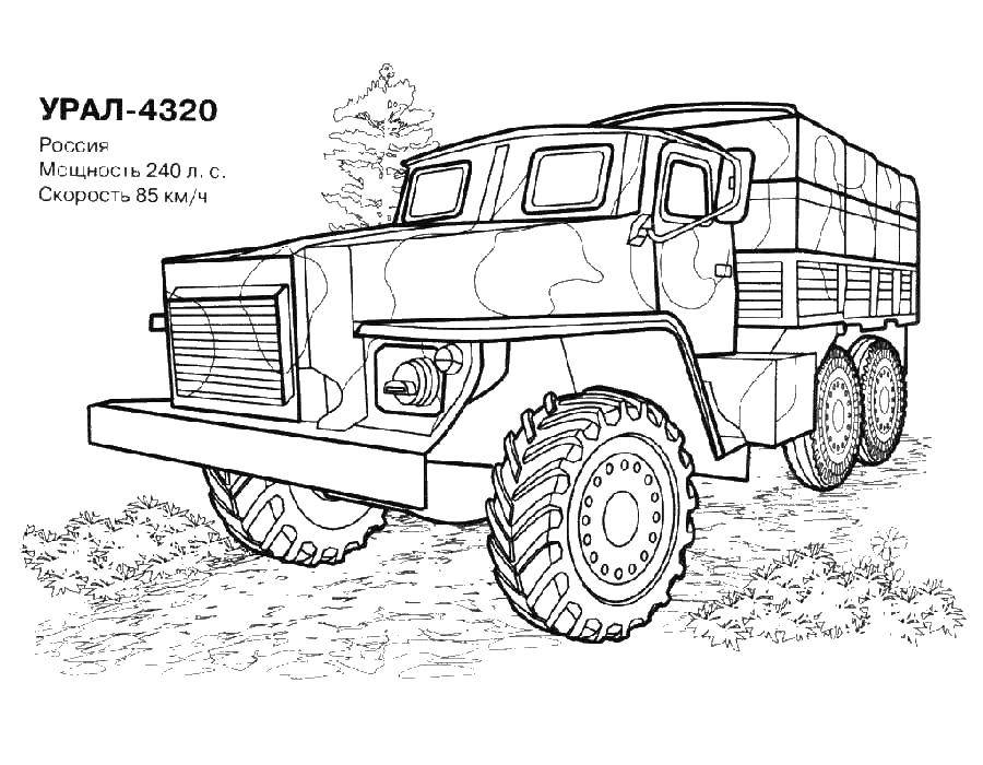 Coloring Ural 4320. Category military. Tags:  Ural 4320.