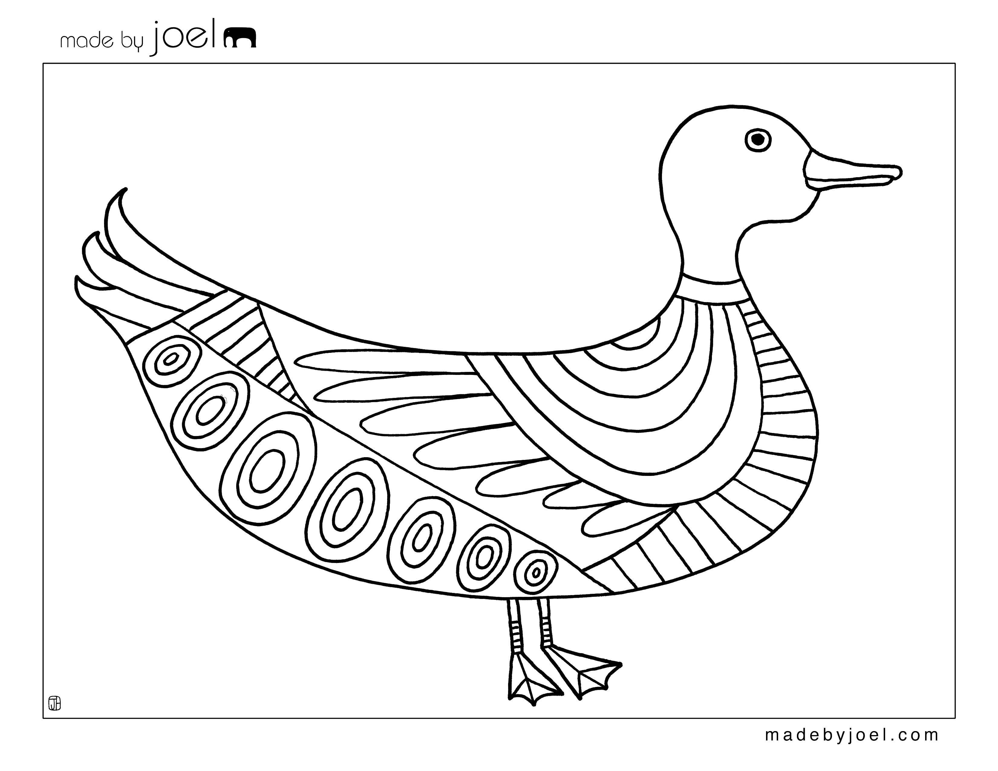 Coloring Patterned duck. Category patterns. Tags:  Patterns, animals.