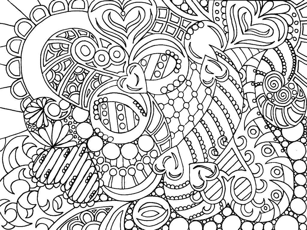 Coloring Patterns, hearts, beads. Category patterns. Tags:  patterns, beads, lines.