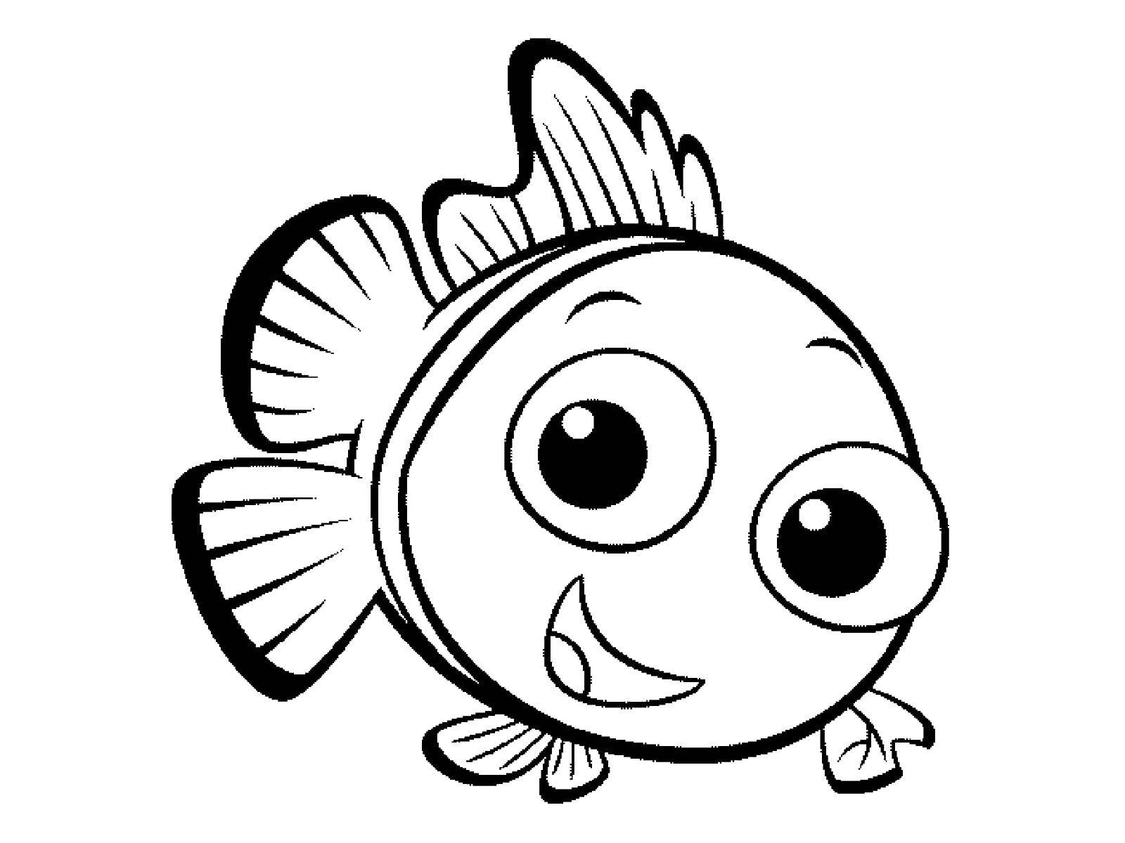 Название: Раскраска Веселая рыбка. Категория: рыбы. Теги: морские жители, море, рыбы, вода.