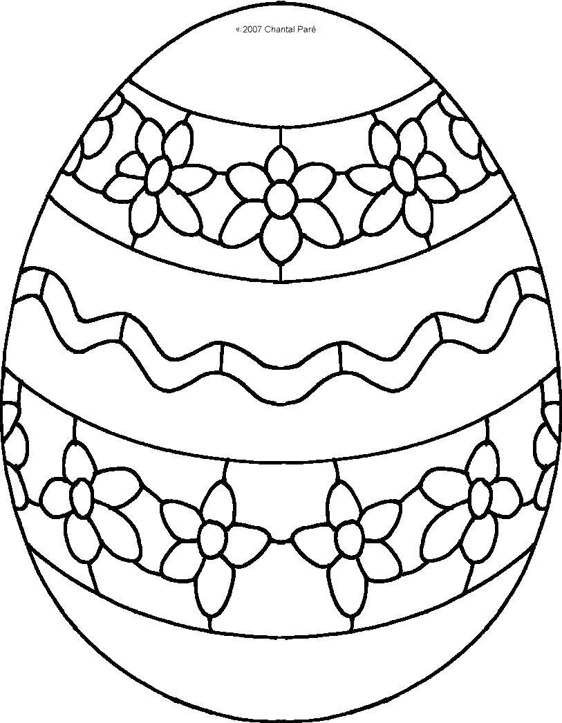 Coloring Egg with flowers and waves. Category patterns. Tags:  egg patterns, flowers.