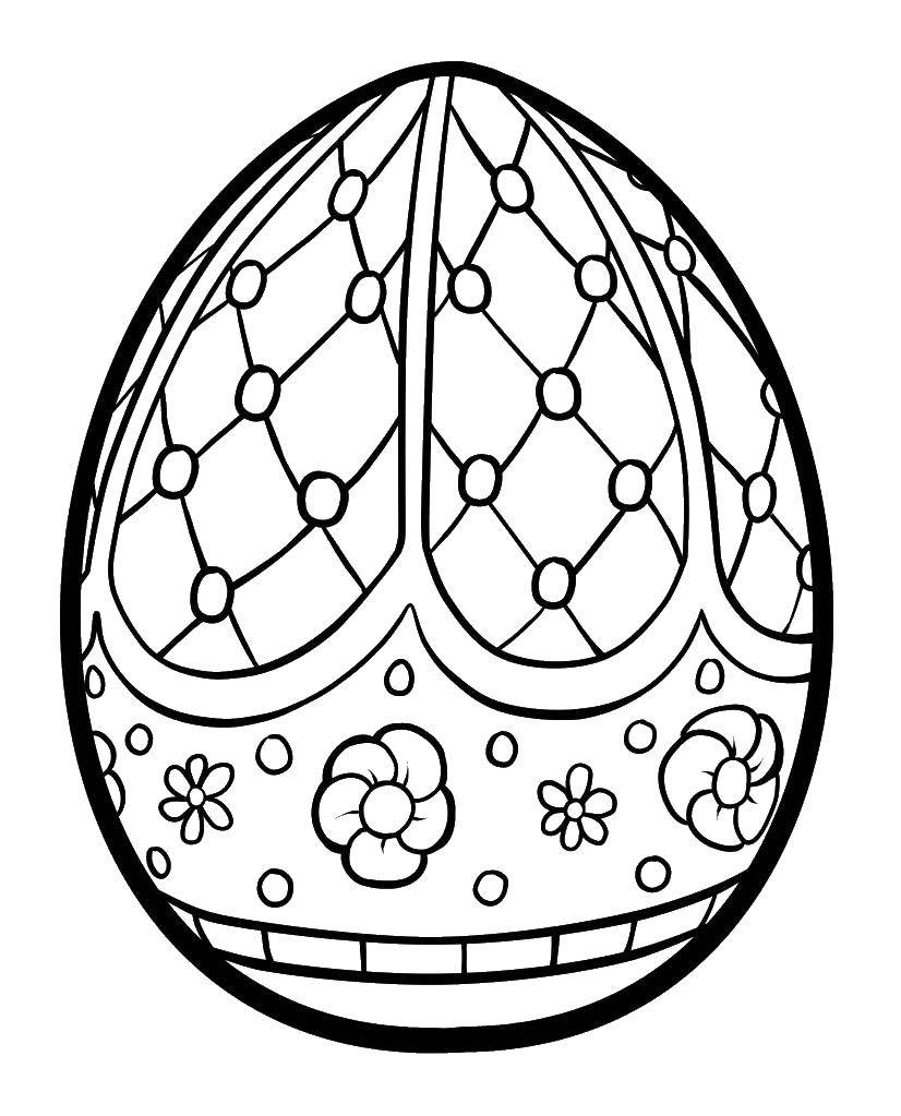 Coloring Egg polka dot with flowers. Category Patterns for coloring eggs. Tags:  eggs, patterns, circles.