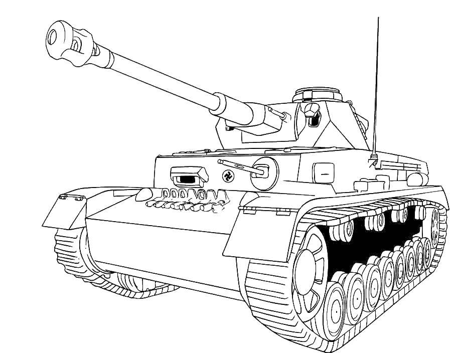 Розмальовки  Великий німецький танк. Завантажити розмальовку танки, війна, військова техніка.  Роздрукувати ,танки,