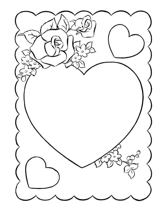 Розмальовки  Листівка сердечка. Завантажити розмальовку листівка, сердечка, серце.  Роздрукувати ,день святого валентина,