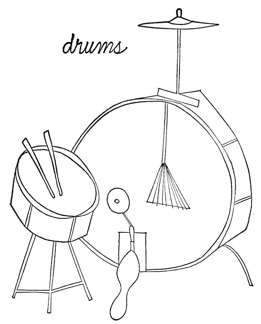 Coloring Drums. Category musical instruments . Tags:  musical instruments, drums.