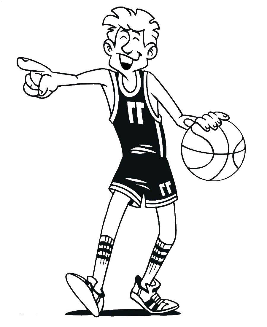 Название: Раскраска Баскетболист с мячом. Категория: спорт. Теги: спорт, баскетболист, баскетбол.