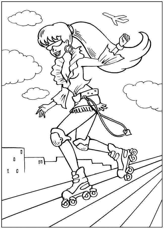 Coloring Roller girl. Category coloring for little ones. Tags:  Sports, videos.