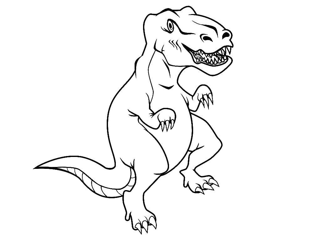 Название: Раскраска Динозаврик на задних лапках. Категория: динозавр. Теги: динозавры, динозаврик.