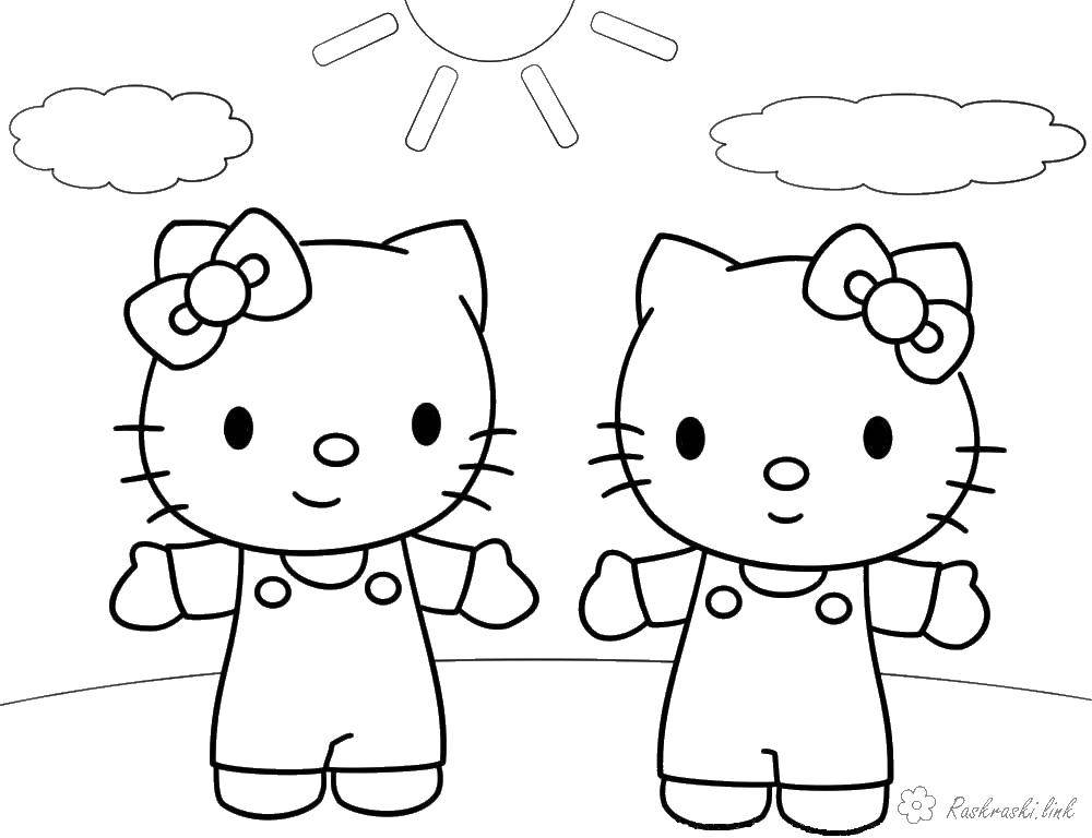 Coloring Two Hello kitty. Category Hello Kitty. Tags:  Hello kitty, girls, cats.