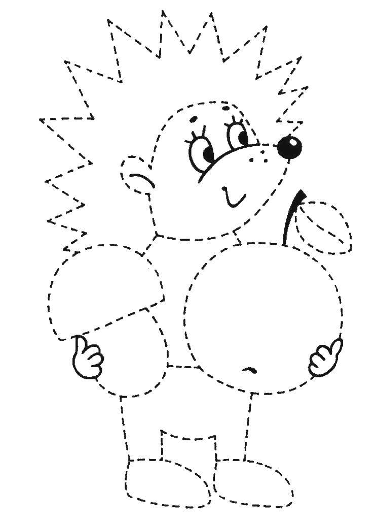 Coloring Hedgehog with mushrooms and apples. Category Animals. Tags:  animals, hedgehogs, Apple, mushrooms.