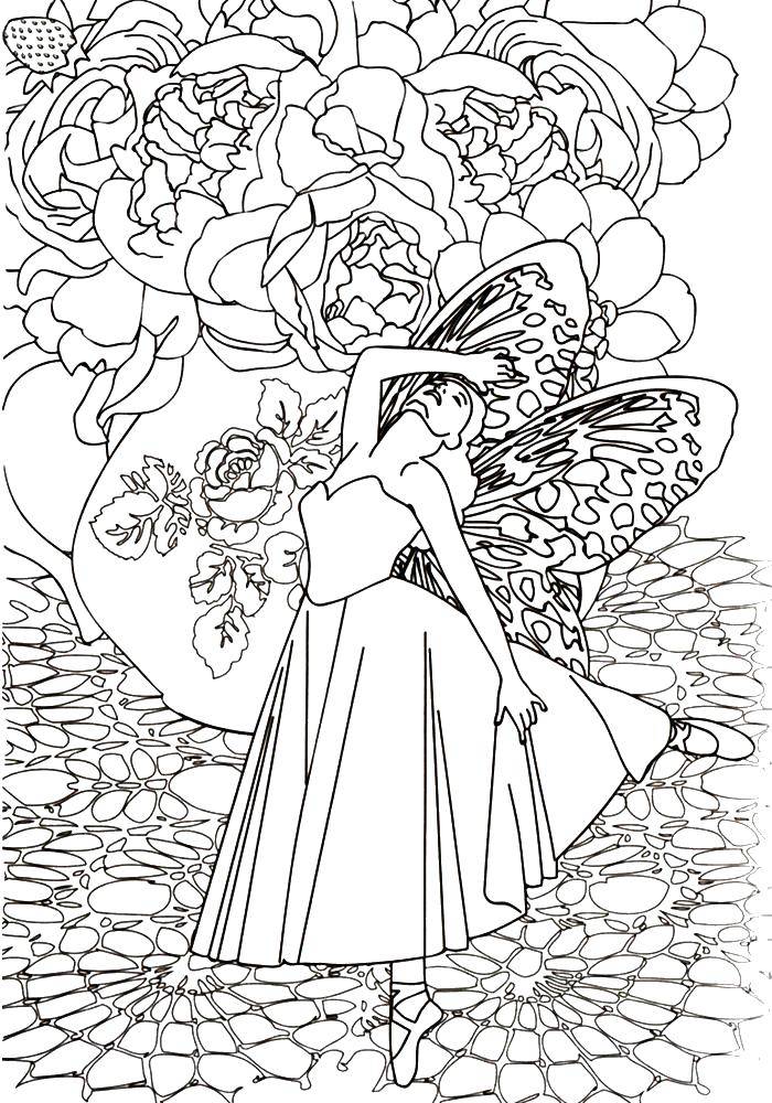 Coloring Fairy ballerina. Category fairies. Tags:  Fairy, forest, fairy tale.