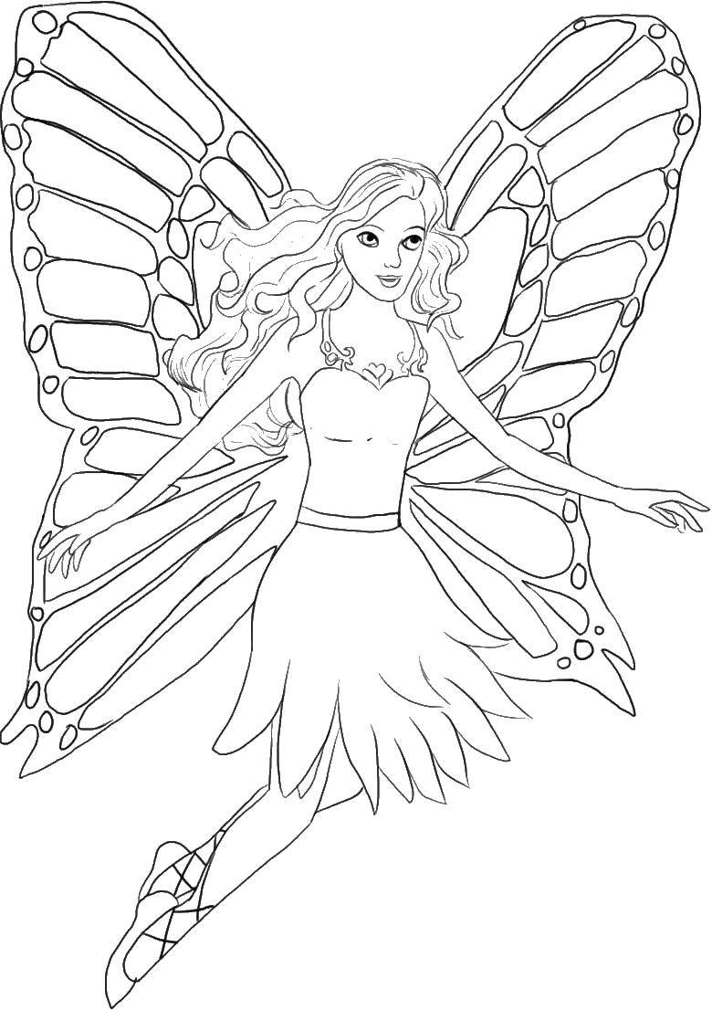 Coloring Fairy with large wings. Category Barbie . Tags:  Barbie , fairy.
