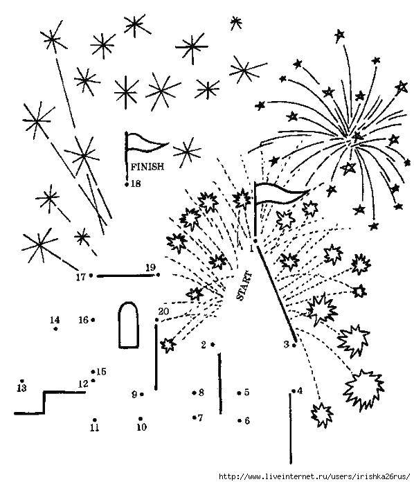 Coloring Fireworks. Category paint by numbers. Tags:  fireworks, numbers, fireworks.
