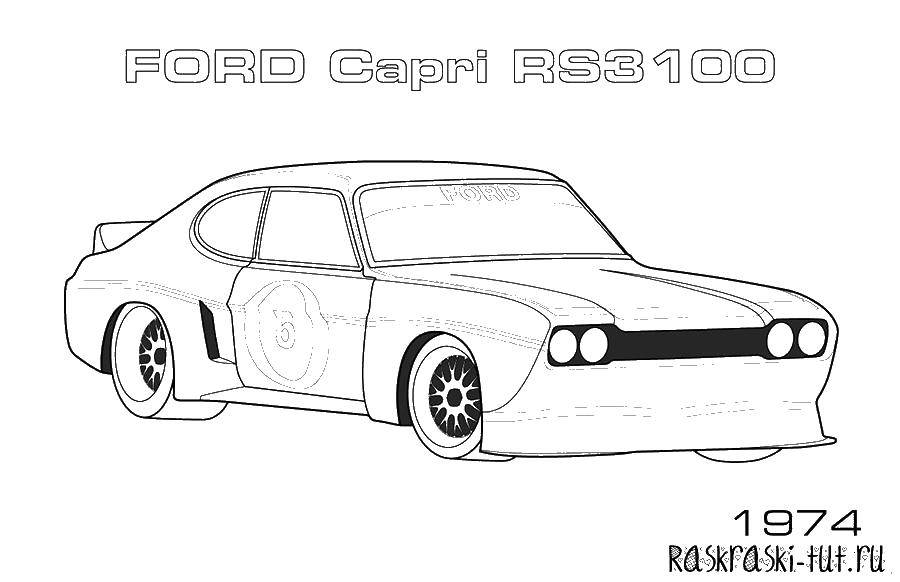 Coloring Ford Capri 1974. Category machine . Tags:  cars, Ford.