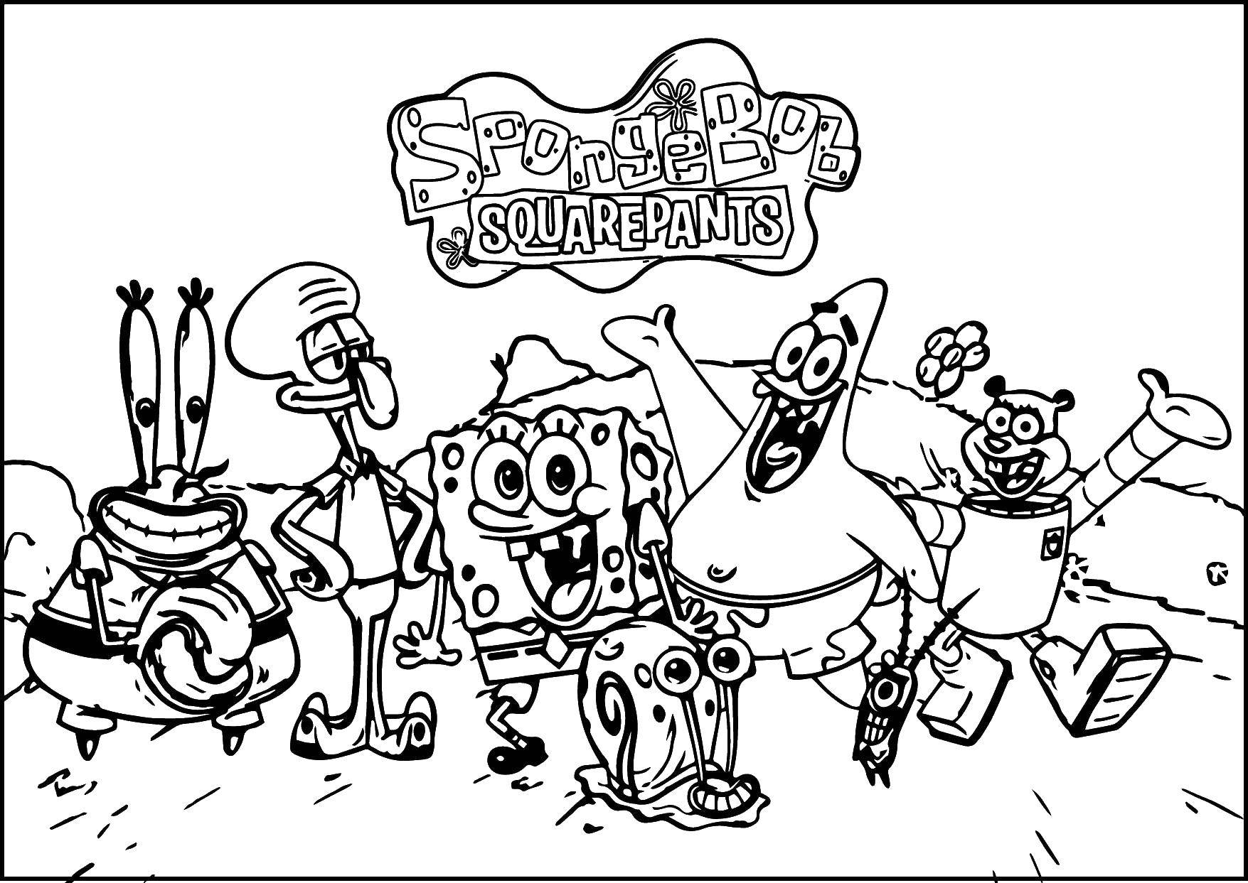 Coloring The characters of spongebob. Category Spongebob. Tags:  Spongebob cartoons, heroes.