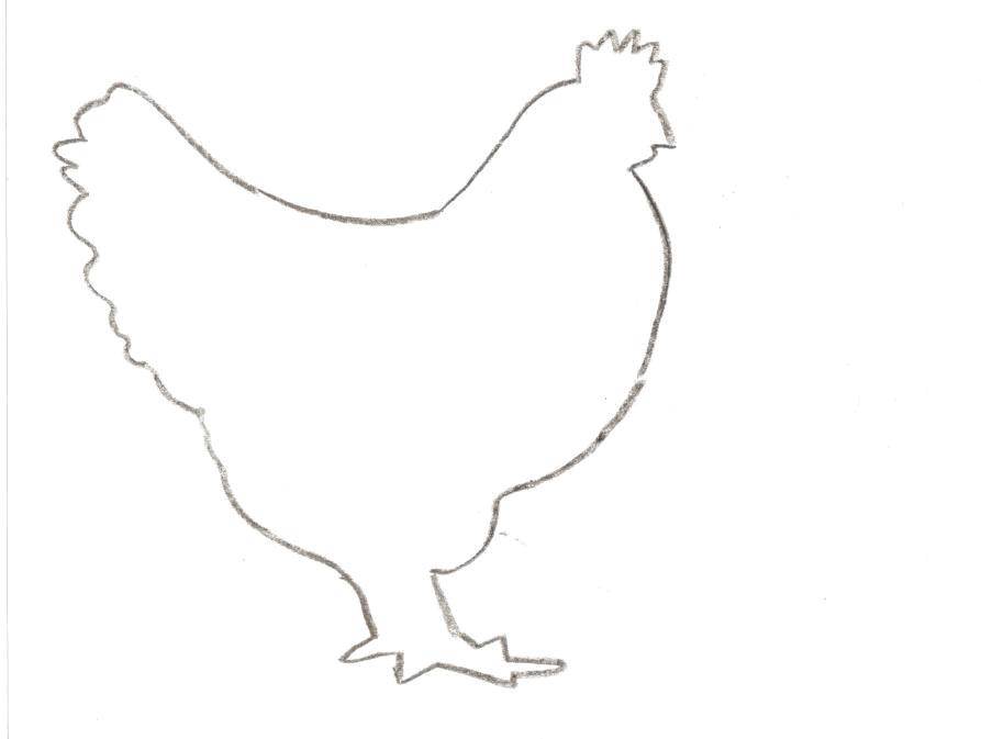 Название: Раскраска Контур курицы рисуем. Категория: Контуры для вырезания птиц. Теги: рисуем, курица.