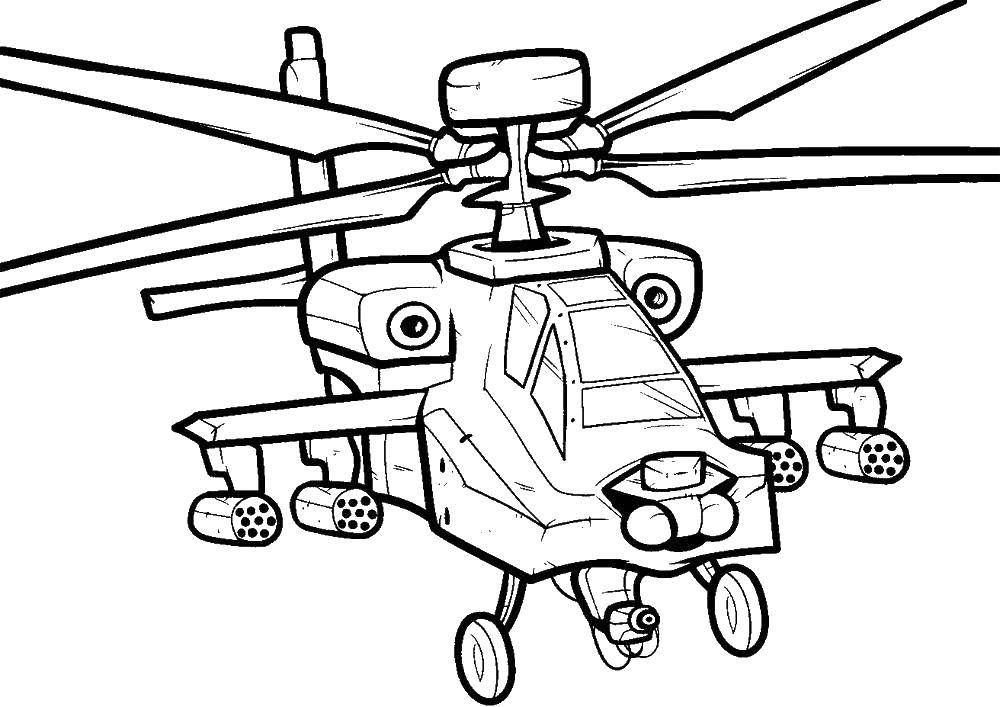 Coloring Large helicopter. Category the planes. Tags:  planes, helicopters.