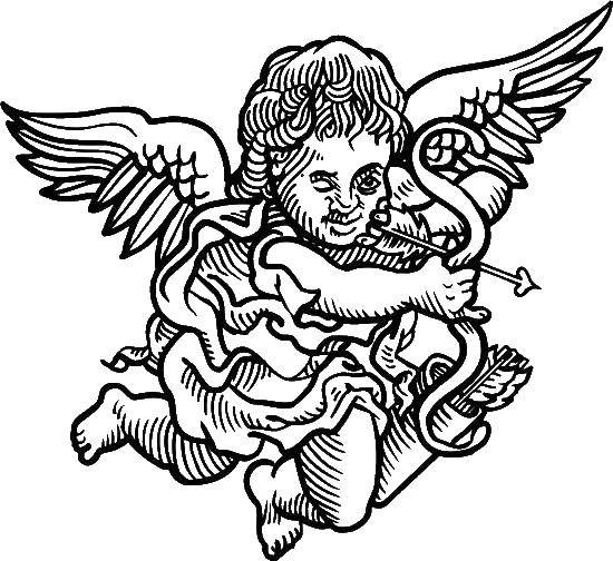 Coloring Cupid sends his arrow. Category coloring pages for girls. Tags:  Cupid, heart, love.