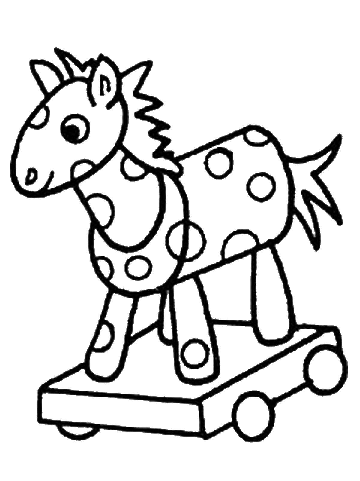 Название: Раскраска Лошадка на колесиках. Категория: игрушки. Теги: лошадка, колесики.