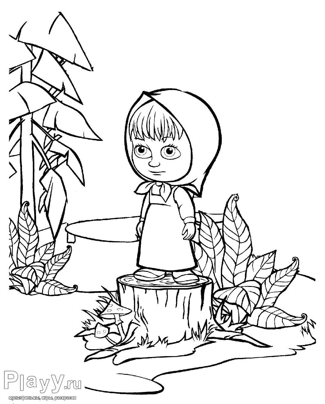 Coloring Masha on pinke. Category Masha and the bear. Tags:  Masha and the bear, cartoons, fairy tales.