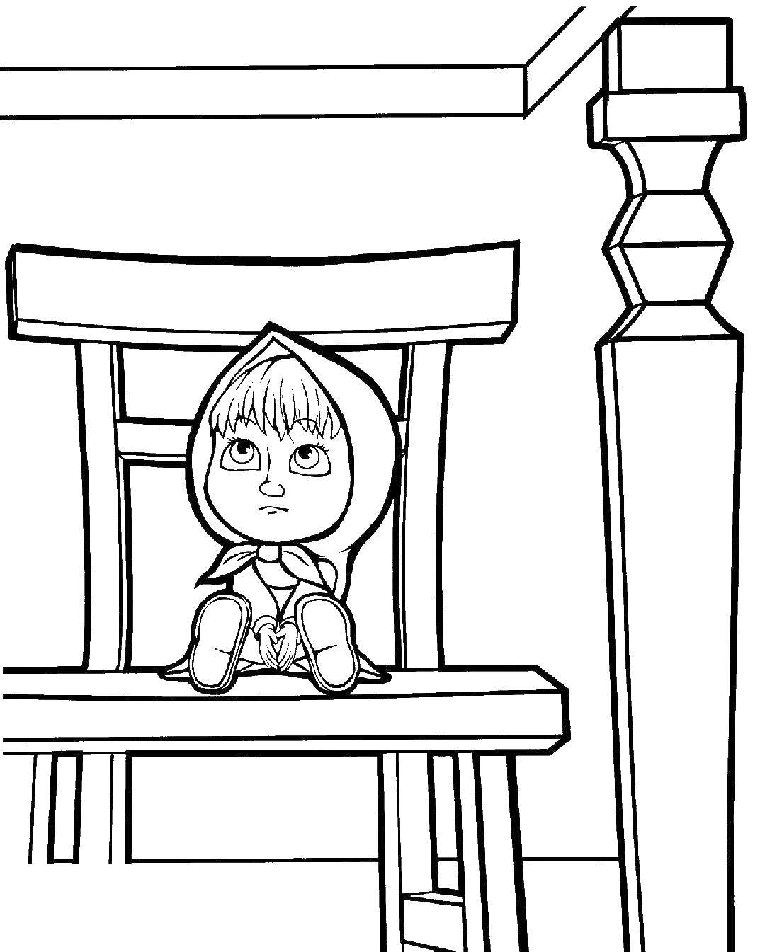 Coloring Mary sits on a chair. Category Masha and the bear. Tags:  Masha, Bear.